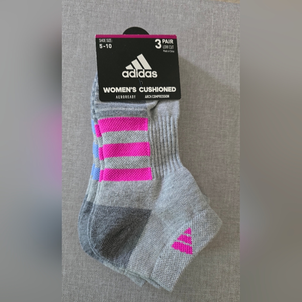 Adidas Women's Athletic Socks 3 Pk Cushioned Performance New
